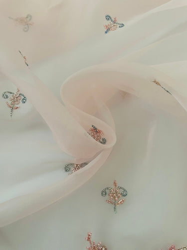 Handmade Premium Organza Saree | Light Pink | Hand Embroidery | Ships from California